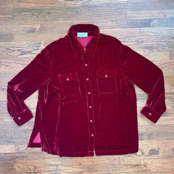 90's Cranberry Velvet Shirt - Picture 4 of 8